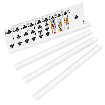 Playing Card Holders 13.4 Inches White Acrylic Solid Card Holder for Playing Card Games (4 pcs., White)