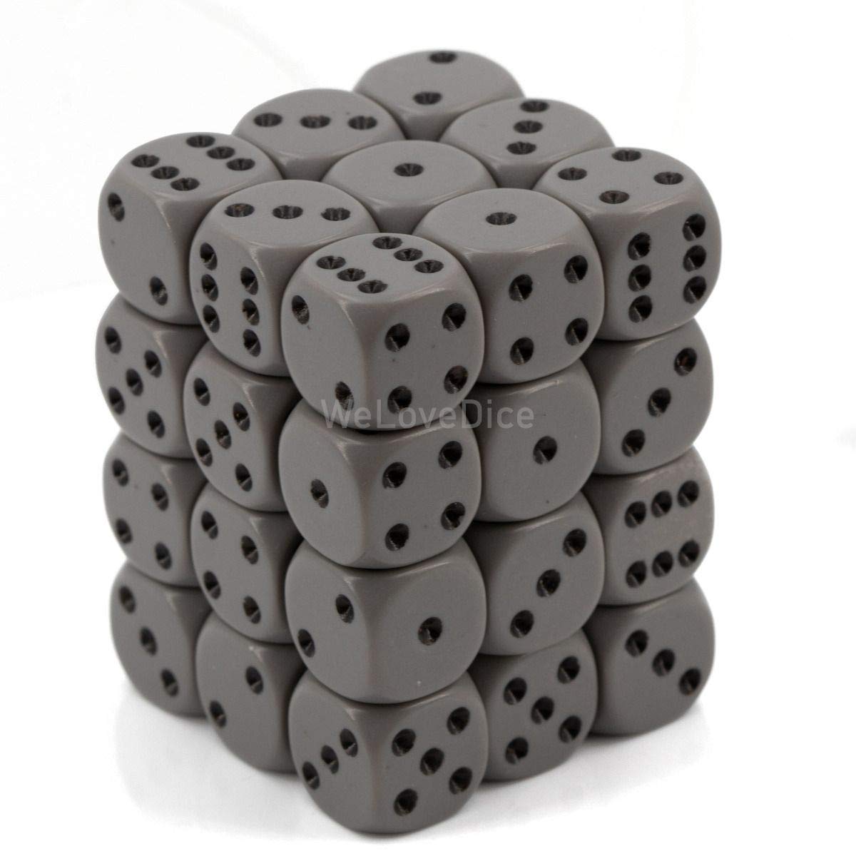 chessex Manufacturing 25810 Opaque Dark grey With Black - 12 mm Six Sided Dice Set Of 36