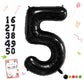 Smlpuame 40 Inch Number Balloon 0-9 Black Large Number 5 Balloons,Digital Balloons For Birthday Party Celebration Decorations Su