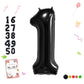 Smlpuame 40 Inch Number Balloon 0-9 Black Large Number 1 Balloons,Digital Balloons For Birthday Party Celebration Decorations Su