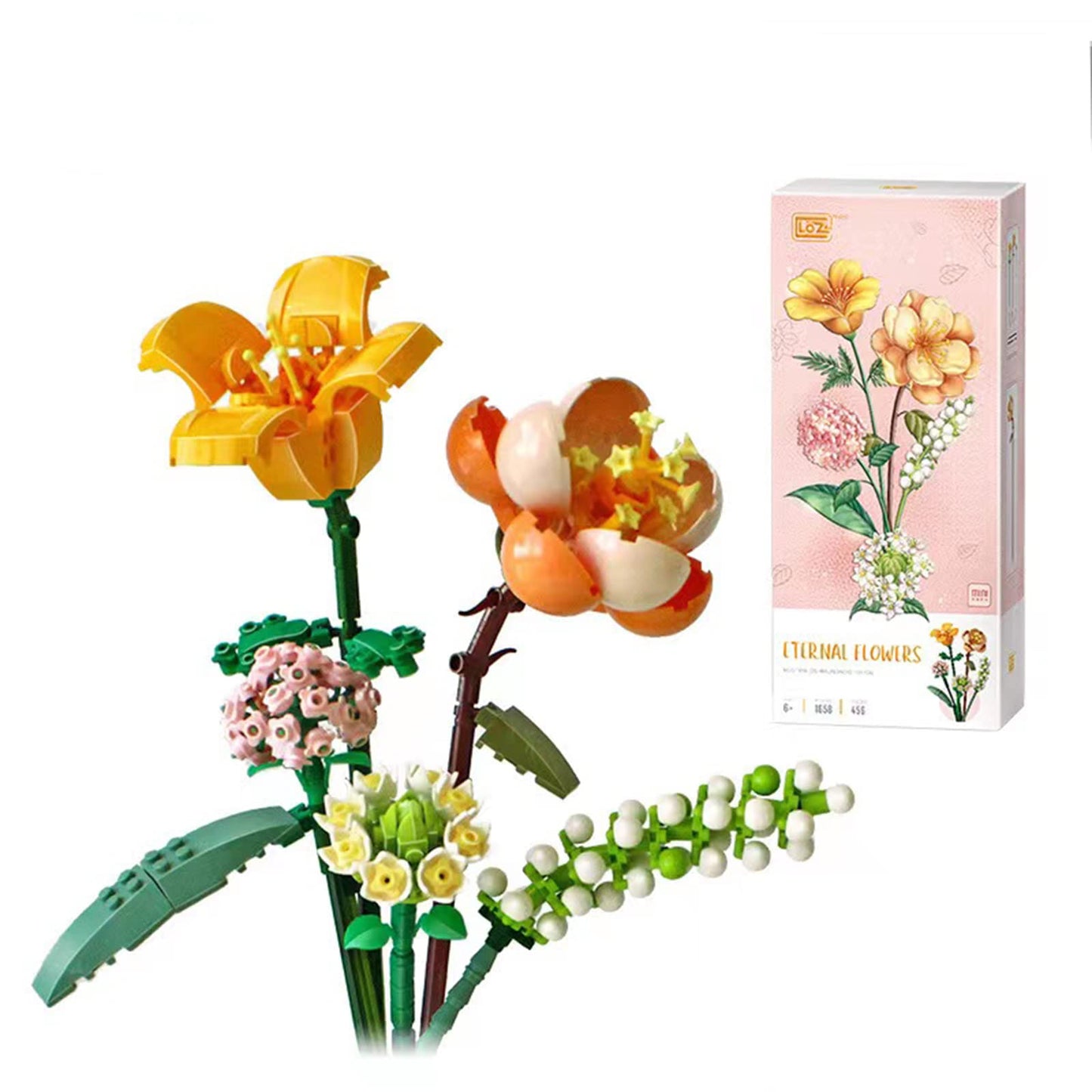 MEIEST Mini Building Blocks Flower Bouquet Plant Model Set Creative DIY Artificial Flowers Botanical Collection Construction Bricks Toy for Kids mature-themed Eternal Home Decor (Energy) (1658)