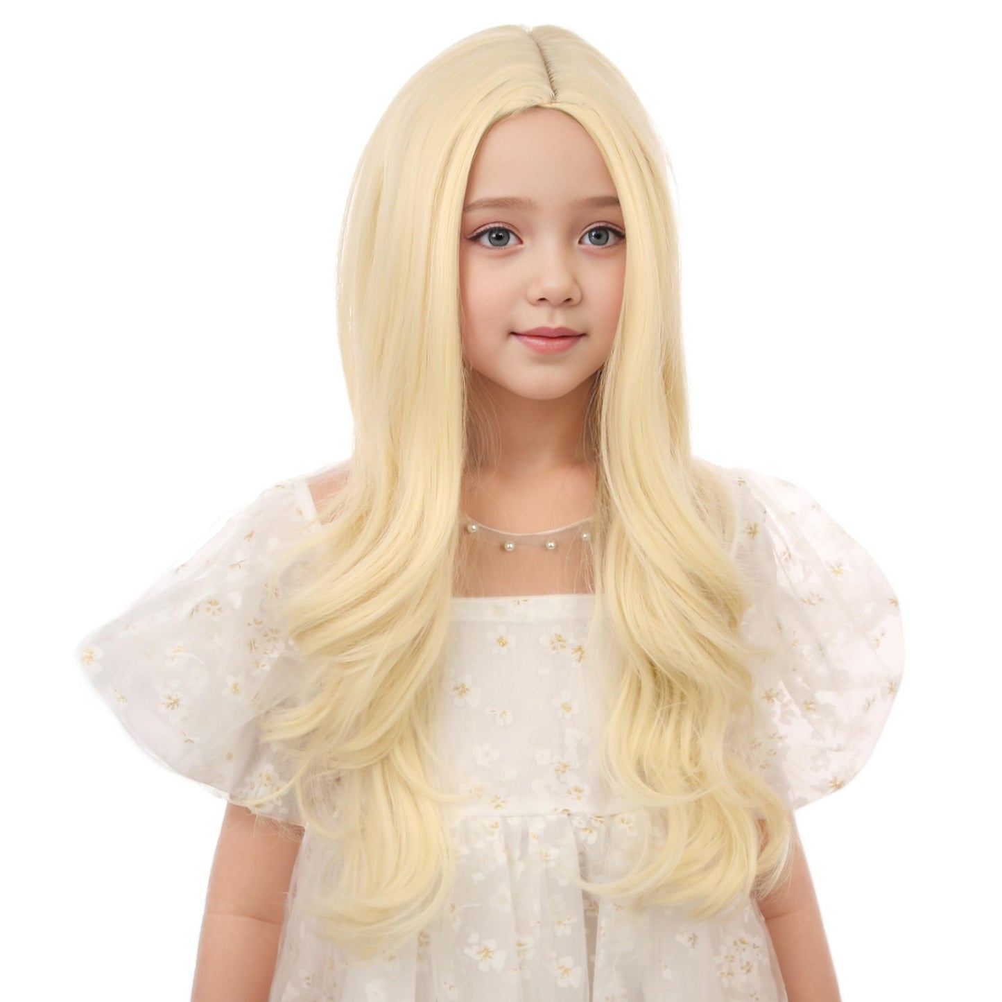Duduwig Long Light Blonde Wigs For Girls Kids Long Wavy Curly Wig Light Blonde Middle Part Wigs For Child Synthetic Wig With Hai