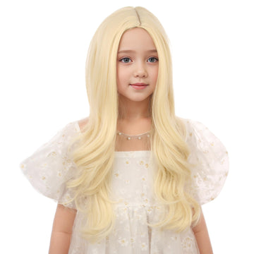 Duduwig Long Light Blonde Wigs For Girls Kids Long Wavy Curly Wig Light Blonde Middle Part Wigs For Child Synthetic Wig With Hai