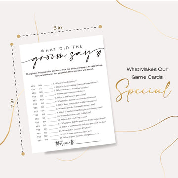 Wedding Shower Games Cards, What Did The Groom Say, Bridal Shower Games 25 Guests, Engagement Party Wedding Games For Guests, Mi