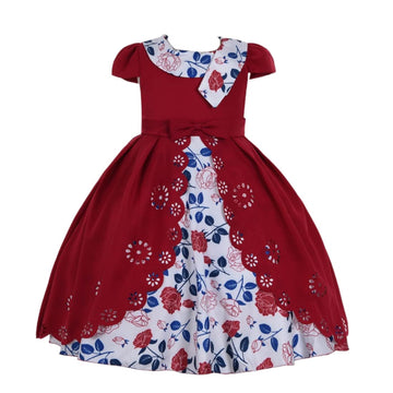 Cosplay Life Floral Dress for Girls and Young mature-themeds Fashion Flower Waistline Kids Party Festival Dress Ages 5-9 Years Old (RED  5YRS)