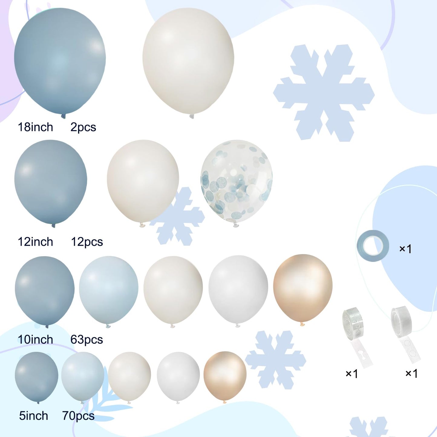 Ilafm 150Pcs Dusty Baby Blue Balloon Arch Garland Kit, Sand White Slate Fog Pastel Baby Blue Balloons Metallic Gold For Boy Baby