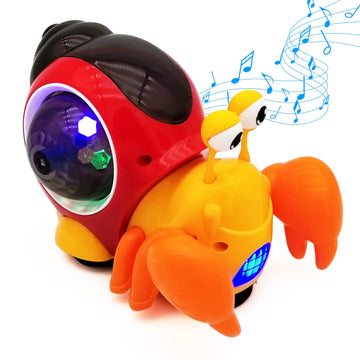 Tipmant Baby Toddler Electric Crab Cute Electronic Animal Vehicle Car Toy Crawl, Play Music, Luminous Light Kids Birthday (Orange)