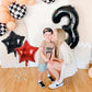 Toniful 40 Inch Race Car 3Rd Birthday Balloons Racetrack Number 3 Black Balloons Wheel Tire Balloons Black White Checkered Ballo