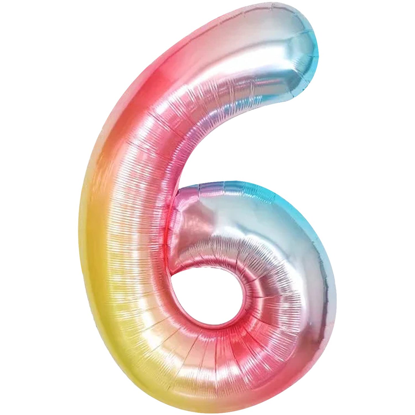 KatchOn, Giant Rainbow Number 6 Balloon - 40 Inch | 6 Year Old Birthday Balloons for 6th Year Decoration | 6 Number Balloons for