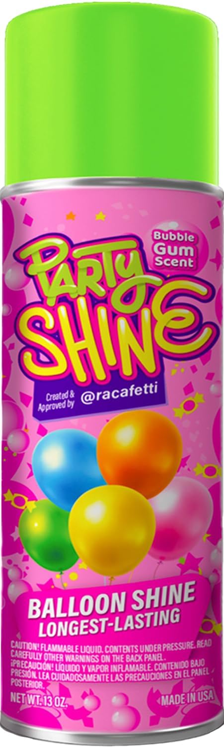 Party Shine Bubble Gum Balloon Shine Spray, Silicone Spray for Latex Balloons, Sweet Bubble Gum Scent, Waterproof, Non-Slip Form