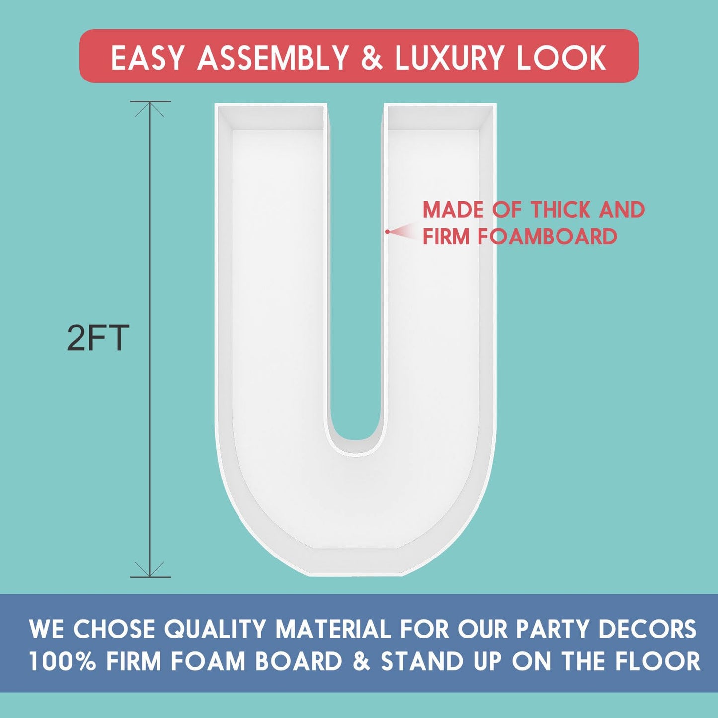 2Ft Letter U Mosaic Balloon Frame Letter Diy Fillable Letters Kit For Birthday Party Wedding Backdrop Decor