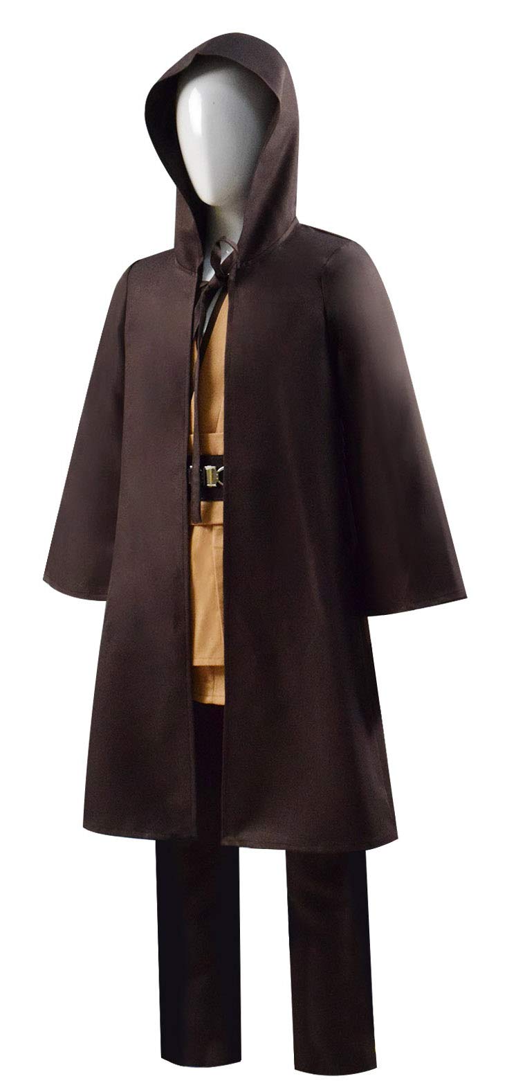 Rongxu Kids Tunic Costume Hooded Robe Outfits Full Set Halloween Cosplay Costume (Medium, Light Brown Full Set)