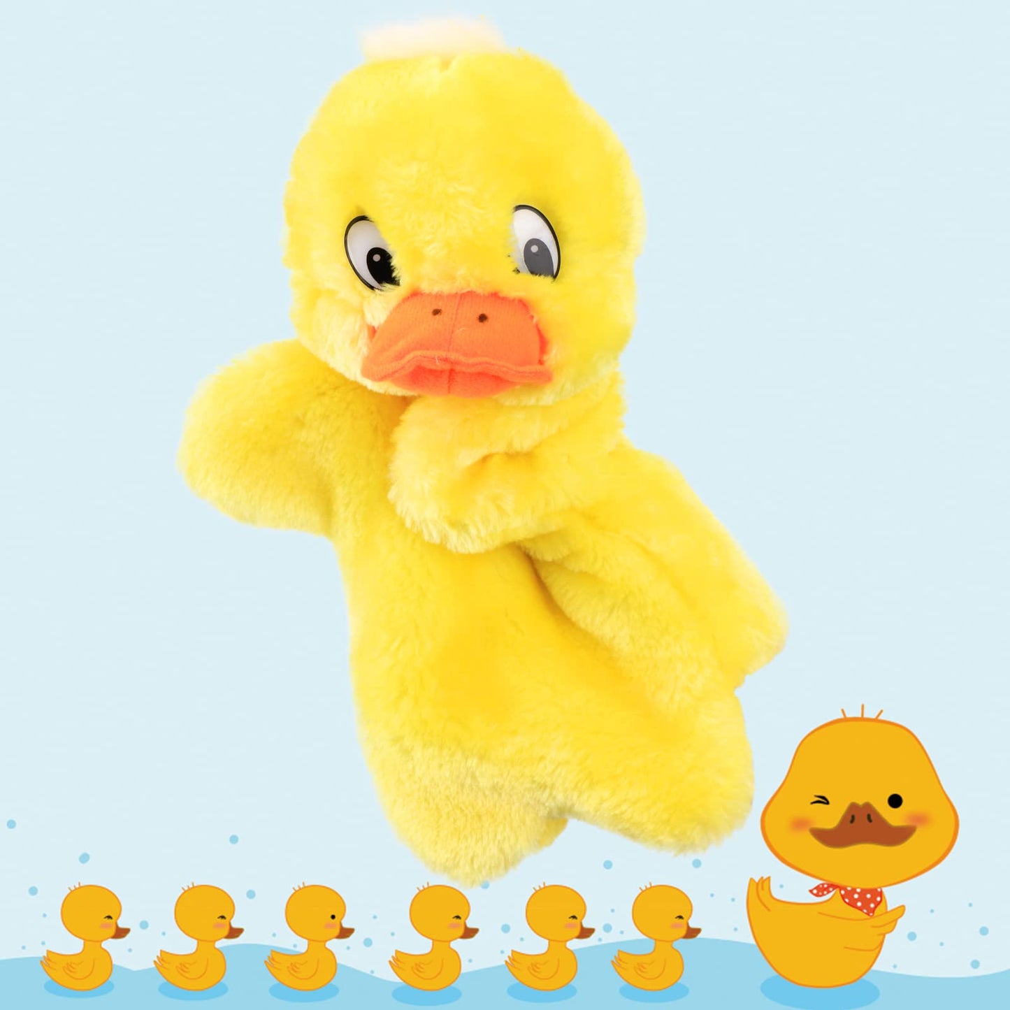 Easfan Duck Hand Puppet Plush Interactive Animal Toy For Role Play Storytelling Preschool Teaching Christmas Birthday Gifts For Kids Boys Girls Yellow, 11''