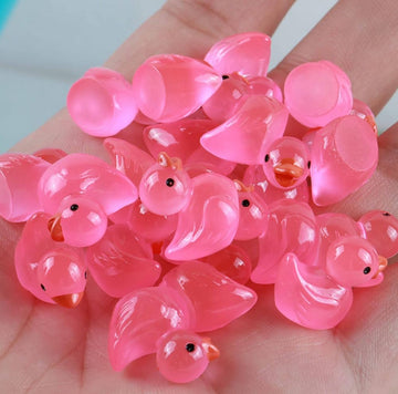 100pcs Mini Resin Duck,15 mm Dollhouse D  cor Glow in The Dark for Aquarium Decor Micro Fairy Garden Landscape Hide,Seek Party T