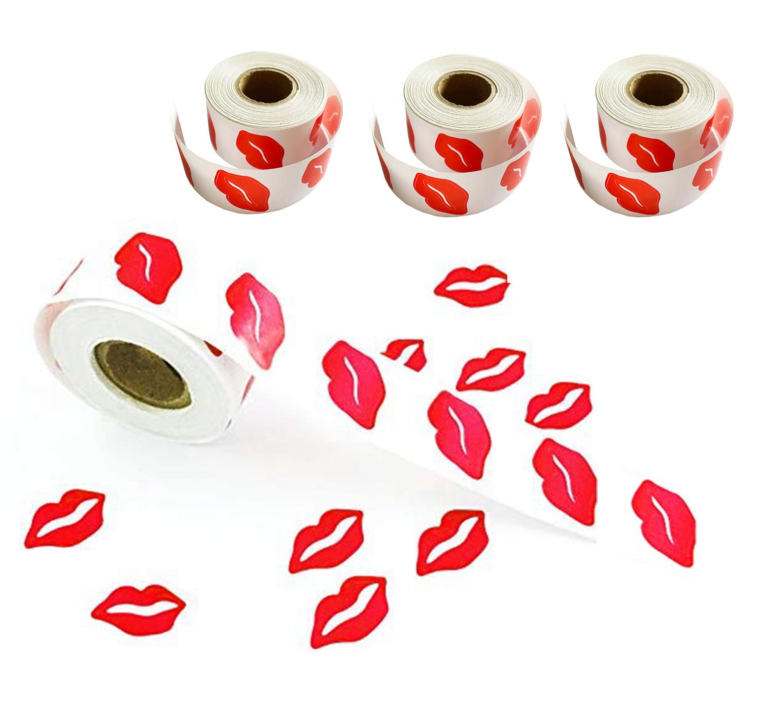 Red Perforated Sticker Kbraveo 3 Rolls 1200 Removable Stickers Perforated Red Lip Stickers for ...