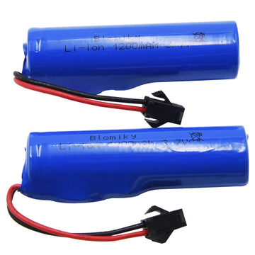 Blomiky 3.7V 1200mAh 2 Pack Li-ion Rechargeable Battery with SM2P Plug and Charger Cable for Remote Control Cars Trucks 3.7V 120