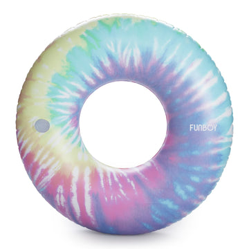 Funboy Giant Inflatable Tie Dye Tube Float, Donut Style Pool Float, Luxury Raft For Summer Pool Parties And Entertainment, Bundle Pack Of 2