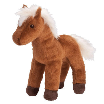 Douglas Plush Chestnut Horse Stuffed Animal - 8" Tall, Brown/White Fur, Model 4045