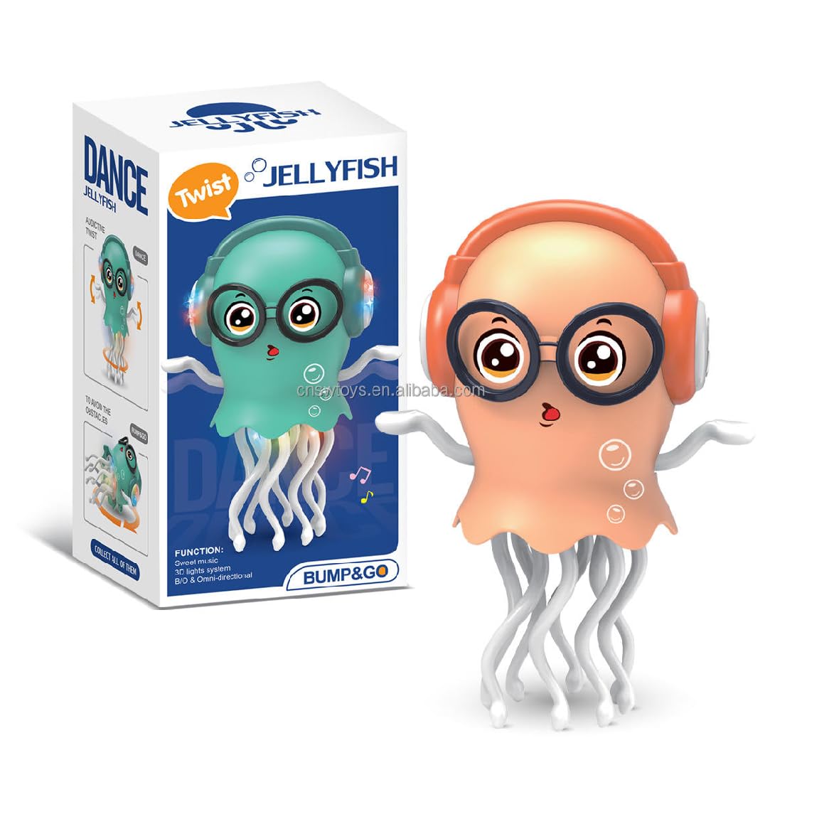 Seahaven Dancing Jellyfish Toy With 3D Lights And Music| Bump And Go| 360 Rotating Tentacles| Magic Dancing Music Crawling Toy |