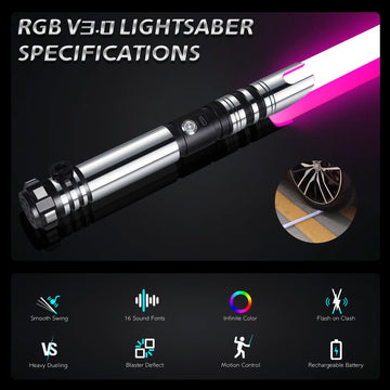 Smooth Swing Dueling Lightsaber, Infinite RGB 16 Colors Changeable Light Sabers with 16 Sound Fonts & Motion Control | Premium A