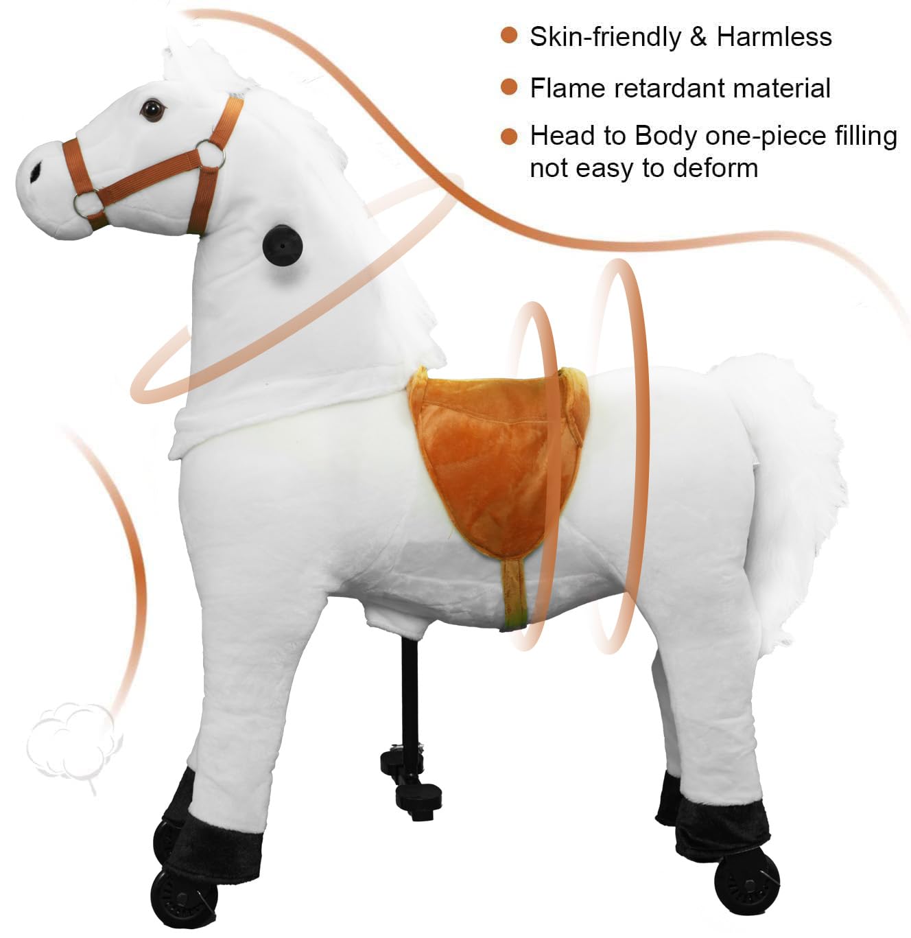Pipleo Ride on Horse for Kids  (41.33'' Height) Horse Ride on Toy  Riding Horse Rider Mechanical Walking Action Plush Animal for 7 Years Old to mature-themed  No Battery or Electricity  Max Load 187 LBS - WT