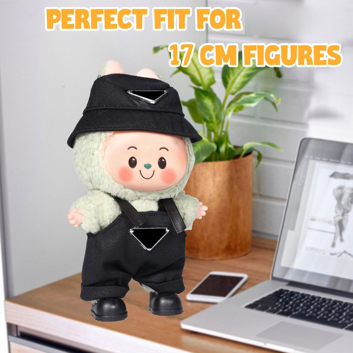 AICase for 17cm Doll Clothes/Outfit Clothes Set for 17cm Doll 2 Piece Set Hat Clothing Boys and Girls Stylish Adorable Dolls Clothes Accessories_Black
