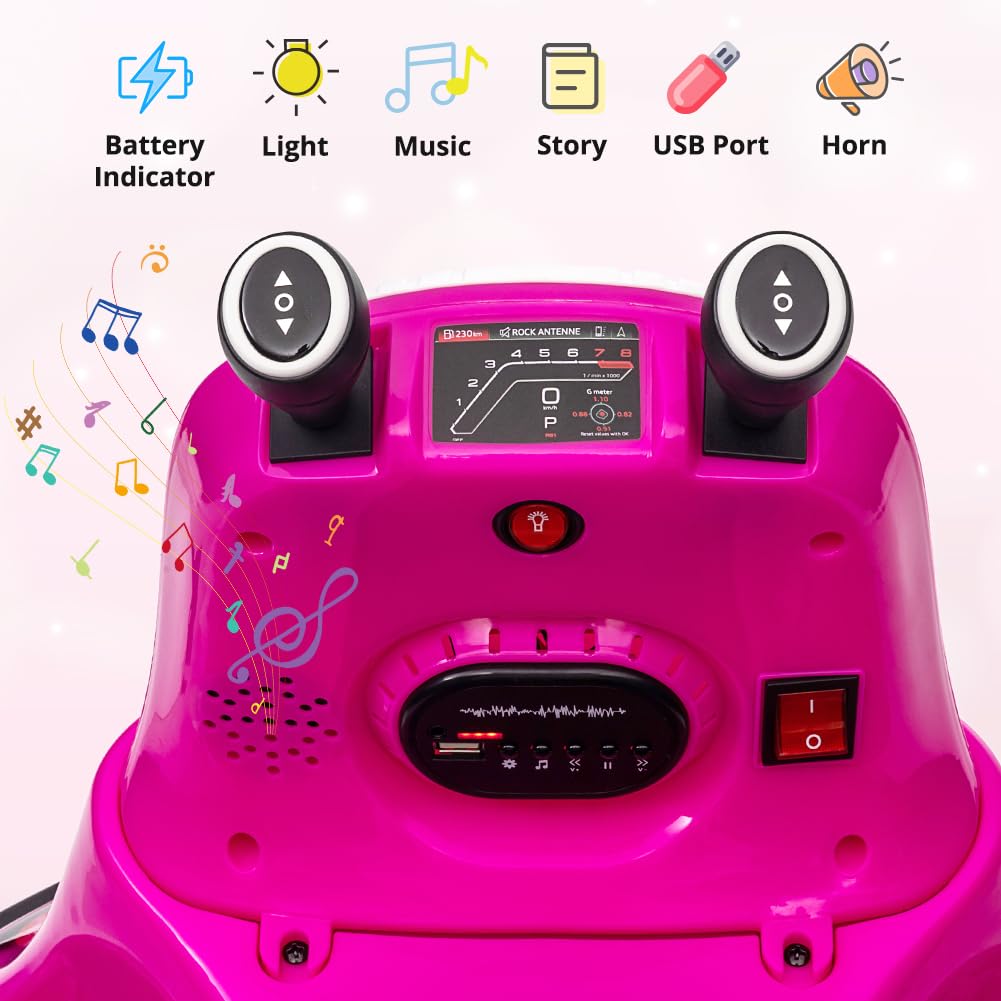Ride On Bumper Car, Electric Kids Ride On Car With Remote Control, Safety Belt, Music, Flashing Lights, 360 Degree Spin, 2 Driving Modes, Bumper Car For Toddlers,Boys And Girls,Pink