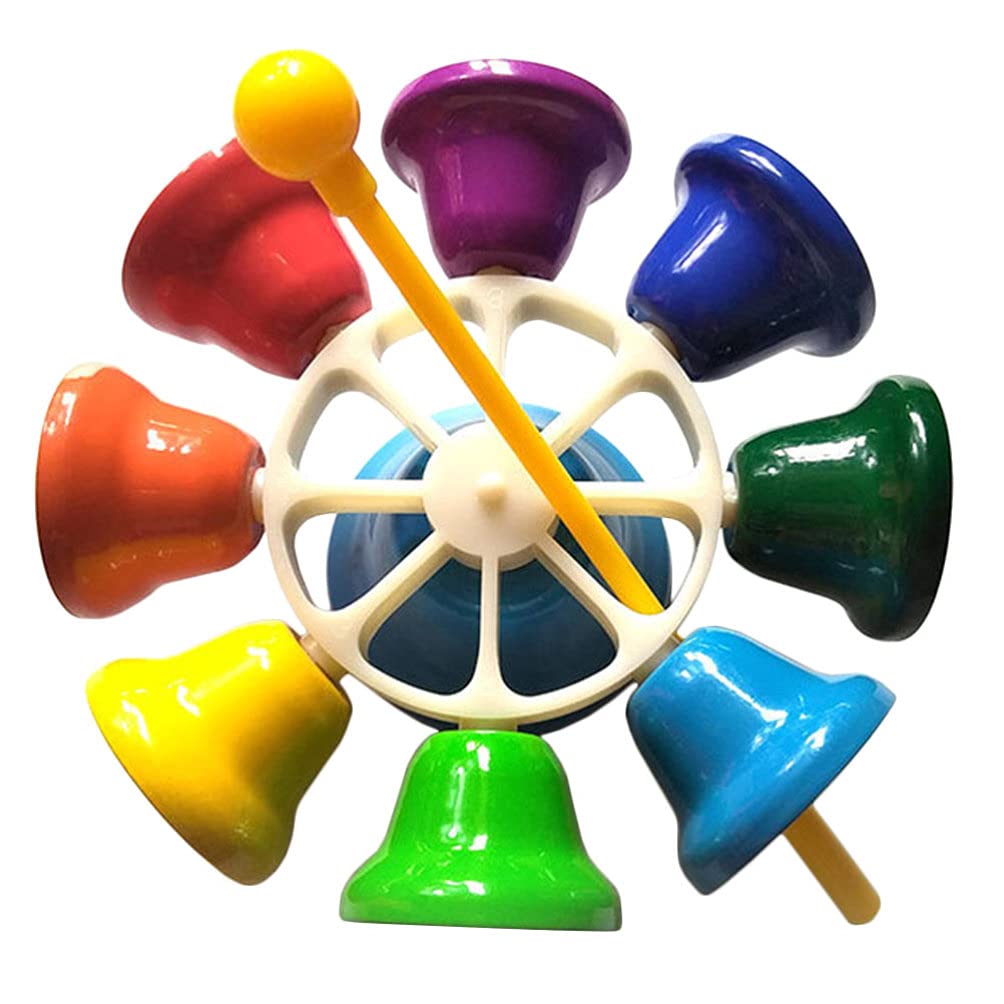 Excluzo Hand Bells 8 Note Diatonic Toddler Musical Instruments Rotatable Metal Musical Bells Music Educational Toy With Percussi