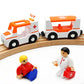 Dshmixia Wooden Train Cars Track Accessories Set Plane Toy With Light And Sound For Train Toys For Toddlers 3-5-7 Boys Girls Years Old(Rescue Helicopter(With Light And Sound))