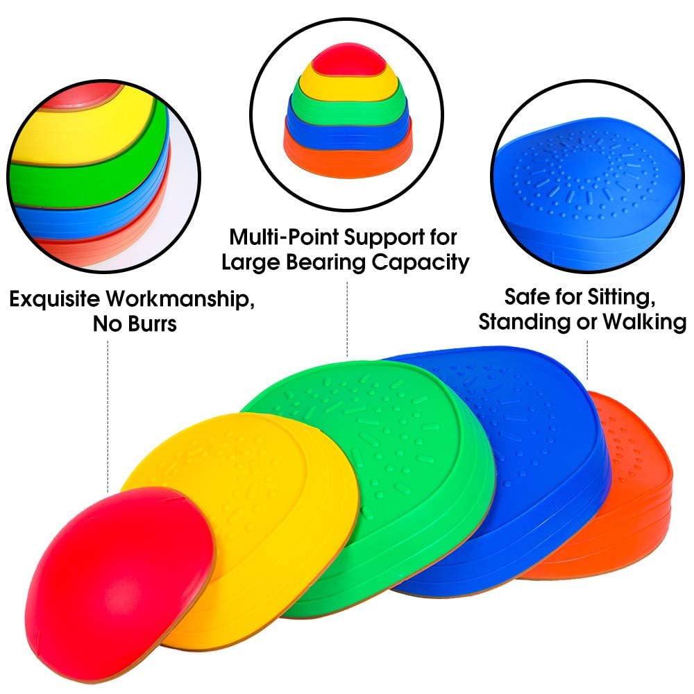 Party Club Of America 5Pcs Stepping Stones For Kids, Plastic Balance Non-Slip Jumping Stones, Coordination Game Toys For Ages 3 4 5 6 7 8 Years