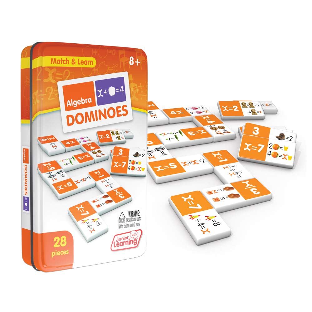 Junior Learning JL497 Algebra Dominoes - Multi Color Plastic Educational Game