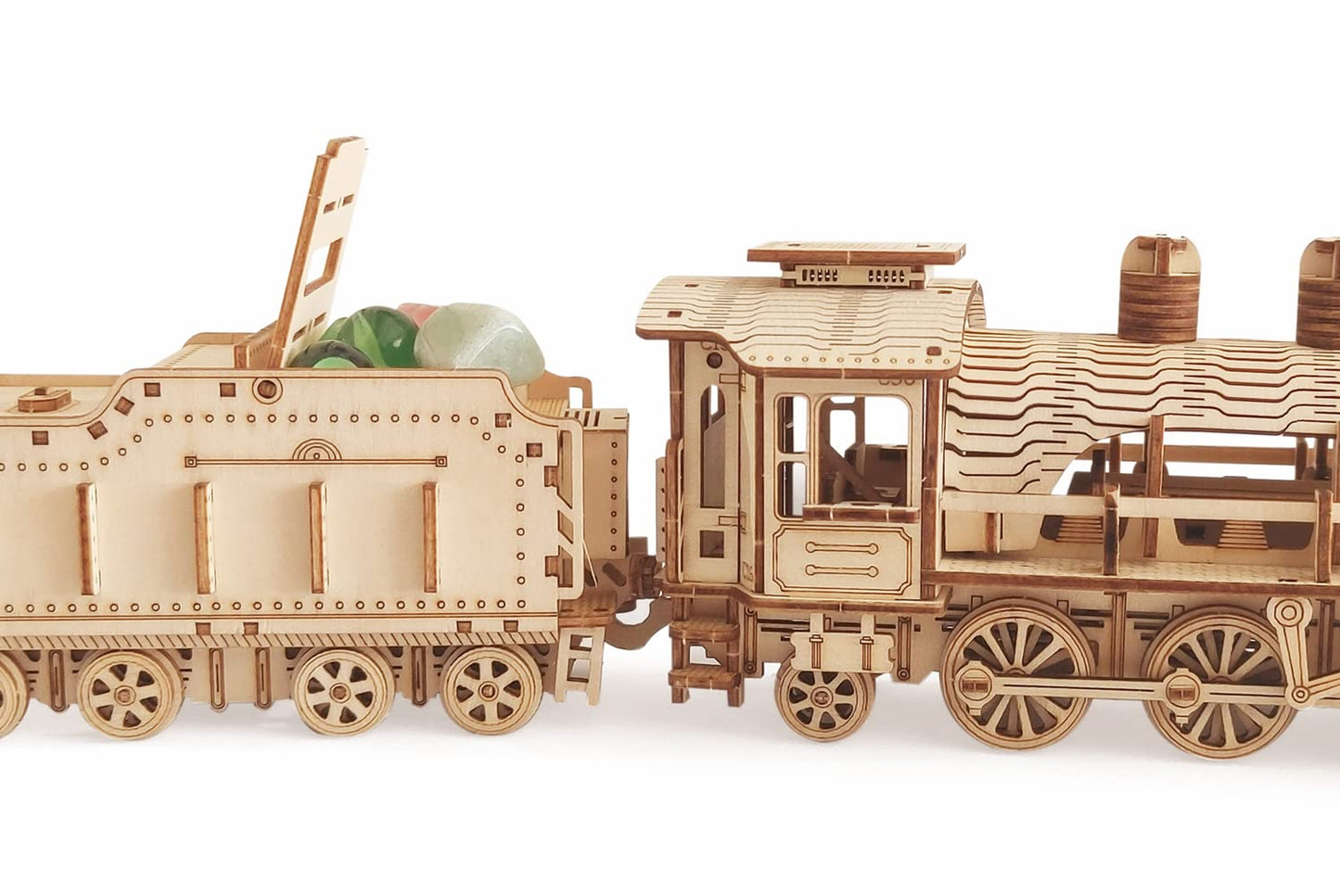 i-CHONY 3D Wooden Puzzle - DIY Mechanical Steam Train Model Kits - Wood Crafts Vehicle Building Model - Wooden STEM Brain Teaser Puzzle - Steam Train Birthday Gifts for mature-themeds Teens Boys Girls