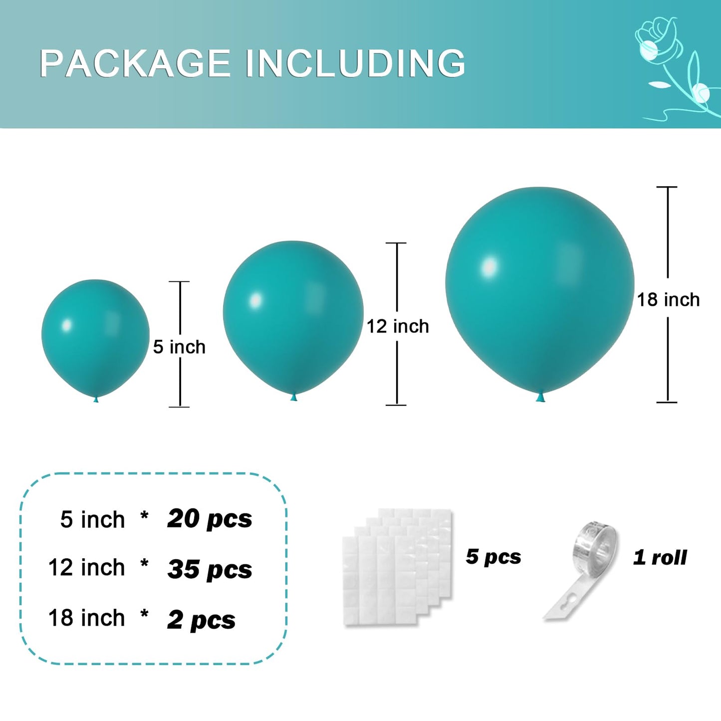 Turquoise Blue Balloons Of Stuffed Black Balloons Inside - Double Stuffed Peacock Blue Balloon Garland Arch Kits With Different