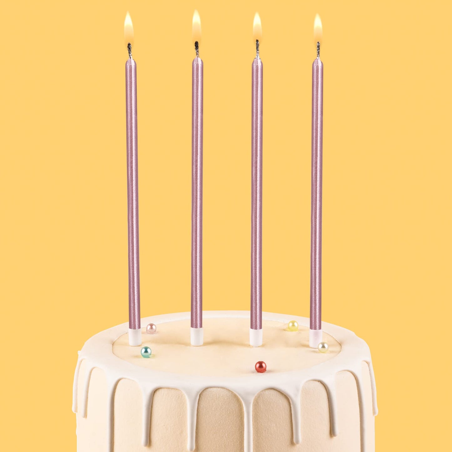 CAKE CODE 24-Count Rose Gold Long Thin Birthday Candles, Cake Candles, Birthday Parties, Wedding Decorations, Party Candles