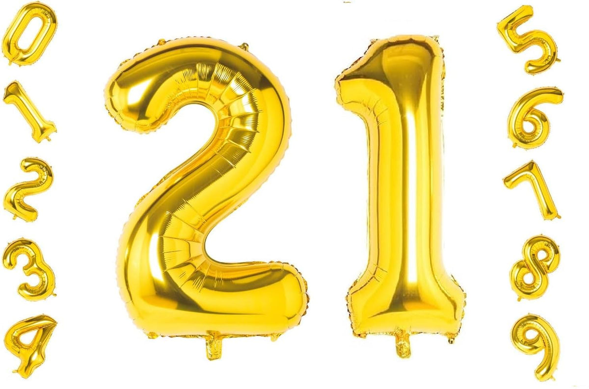 Shopping Time Golden Number Foil Balloons  (32 Inch) (Number 21)