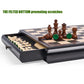 Vamslove Wooden Chess Checkers Game Set 15.5' Large Size Board W/Storage Drawers, Weighted Chess Pieces - 2 Extra Queens 3' King, Gift For Birthday Housewarming Retirement - Black