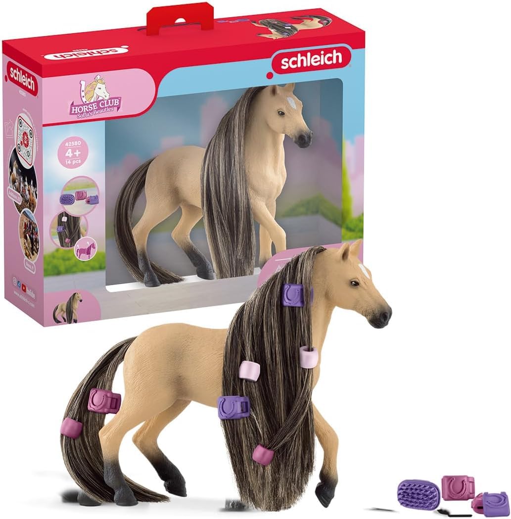 Schleich Horse Club Sofias Beauties Andalusian Mare Toy Horse Set for Girls and Boys with Brushable Hair and Accessories, 14 Pi