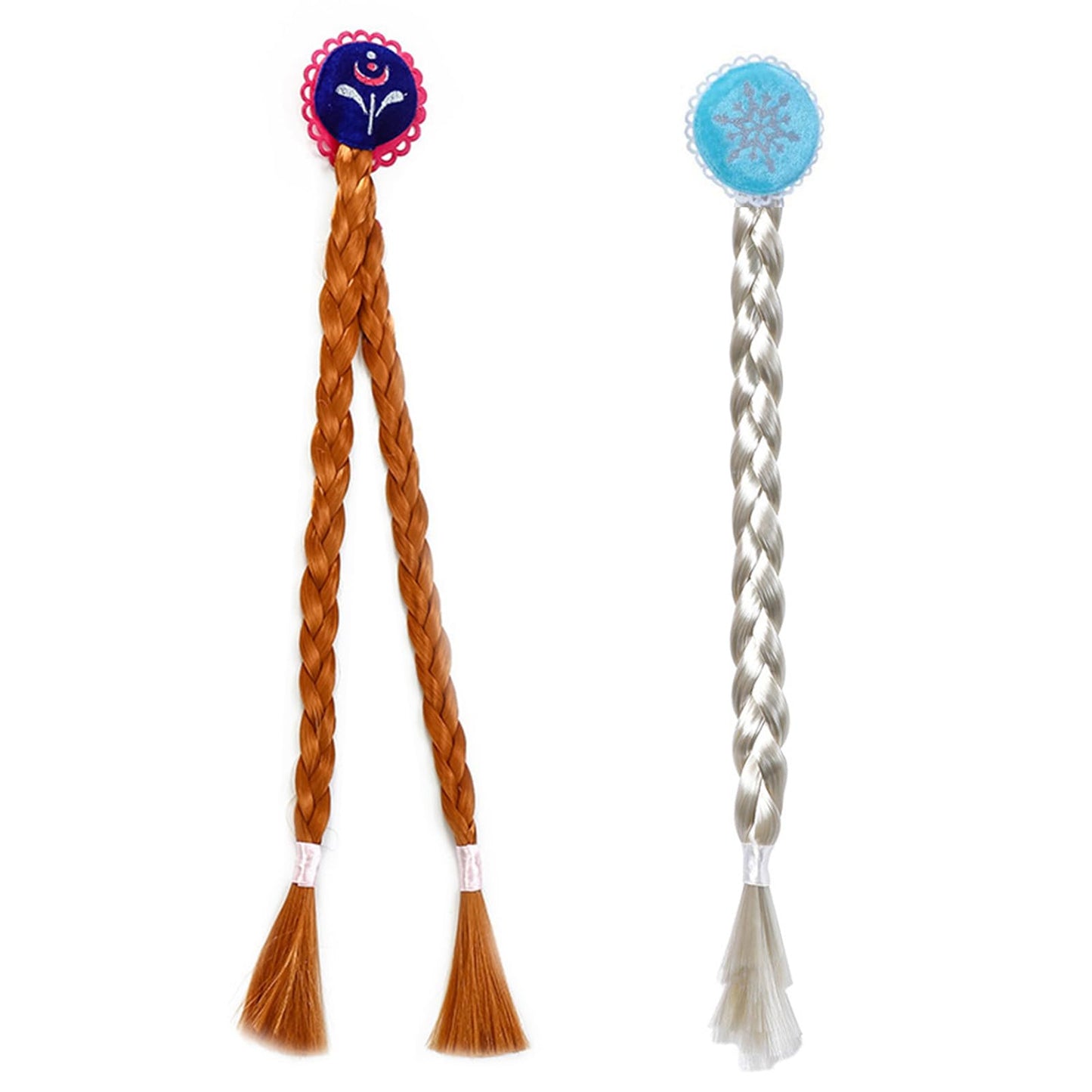 Tatibana Braided Wigs Hair Clip For Kids, 21.6 Inch Braid Hair Extensions For Kids Hair Extension With Snowflake Decoration For