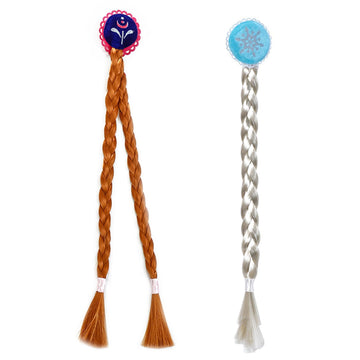 Tatibana Braided Wigs Hair Clip For Kids, 21.6 Inch Braid Hair Extensions For Kids Hair Extension With Snowflake Decoration For