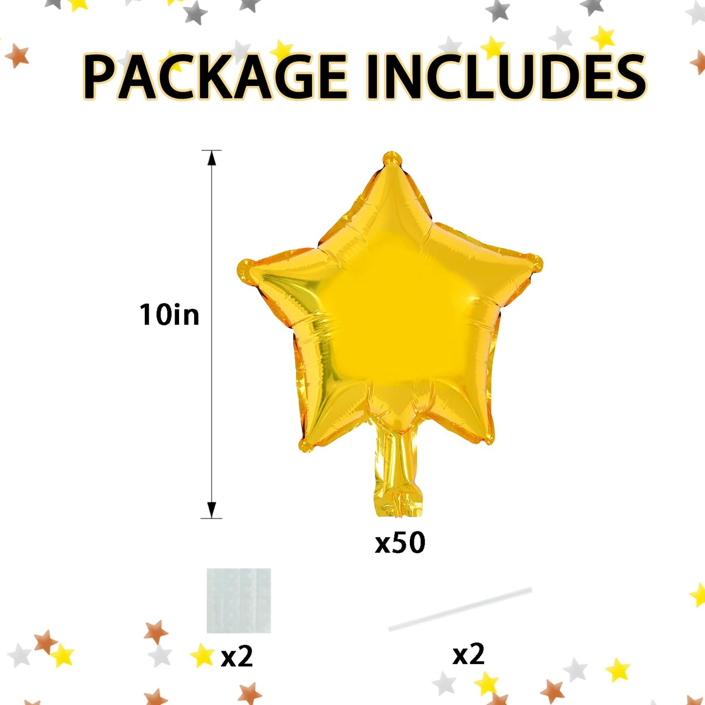 TONIFUL Gold Foil Star Balloons 50Pcs 10 Inch Gold Star Shape Balloons Star Helium Mylar Balloons for Birthday Wedding Baby Show