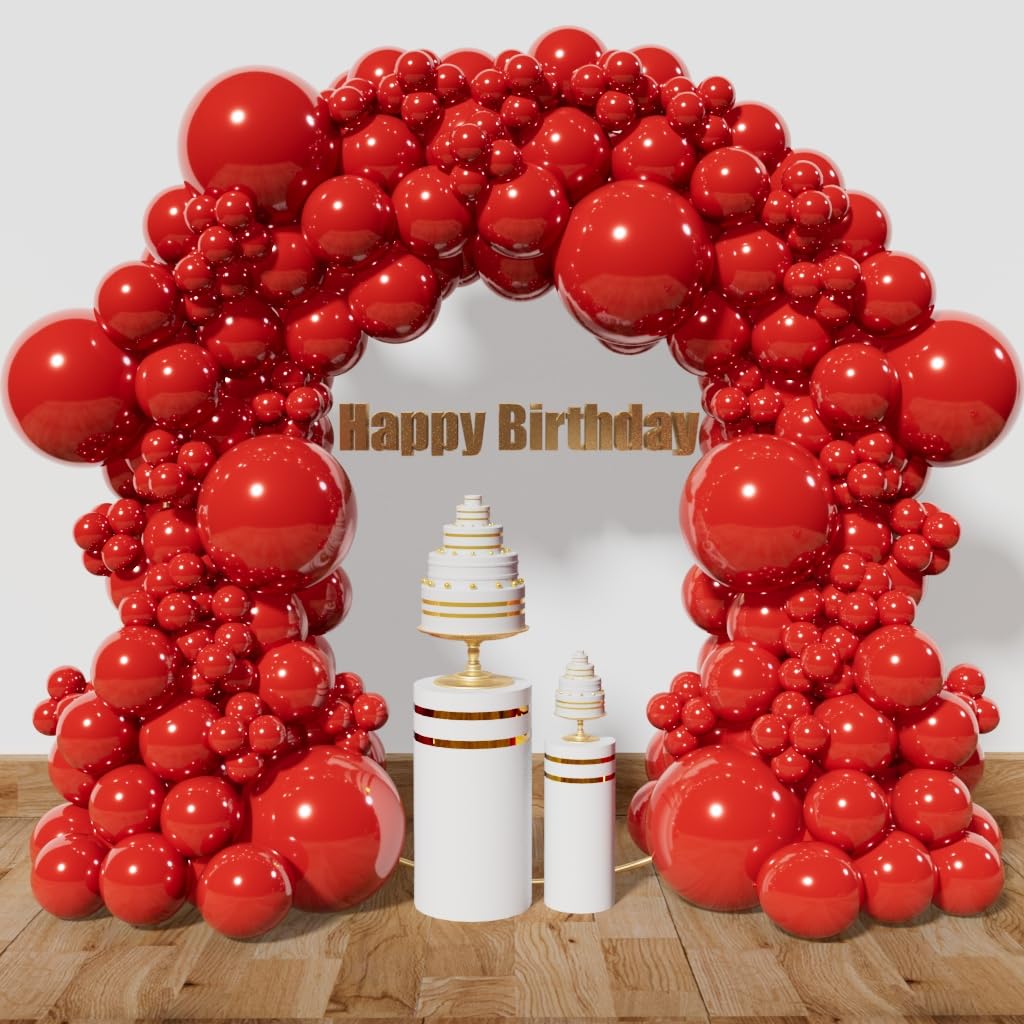 Kawkalsh Red Balloon Arch Kit 111Pcs 18 12 5 Inch Latex Party Balloons Garland For Birthday Baby Shower Wedding Engagement Anniv
