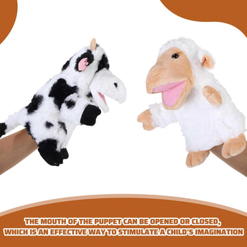 Liliful 6 Pieces Animal Hand Puppets Kids With Working Mouth Animal Puppets Toddler Plush Toy For Show Theater Birthday Easter Basket Stuffers(Farm Animal)