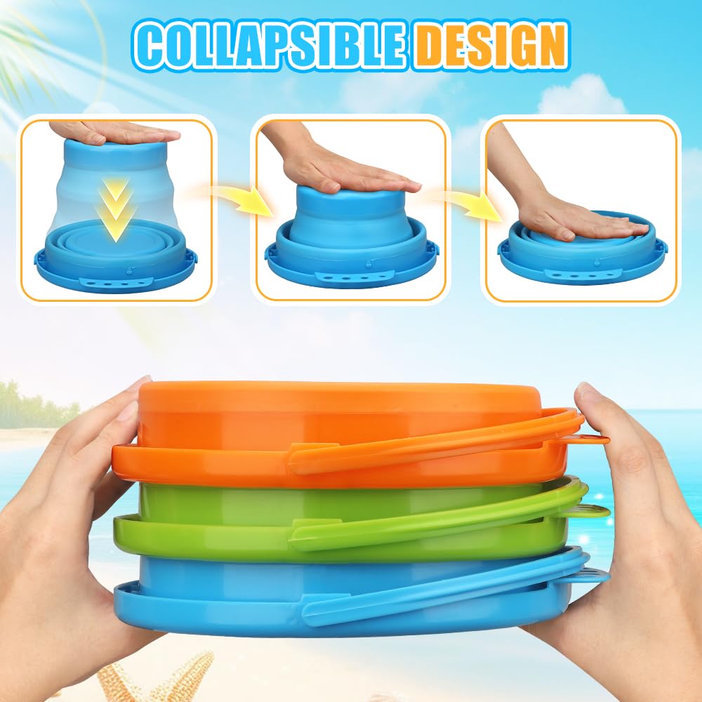 Collapsible Bucket Sandbox Kit Toys For Kids, Foldable Bucket Multi Purpose Sand Pail For Garden Planting Washing Camping Fishin
