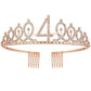 4Th Birthday Tiaras And Crowns For Women Girls, Birthday Decorations Rose Gold Sash Crystal Tiara Party Supplies