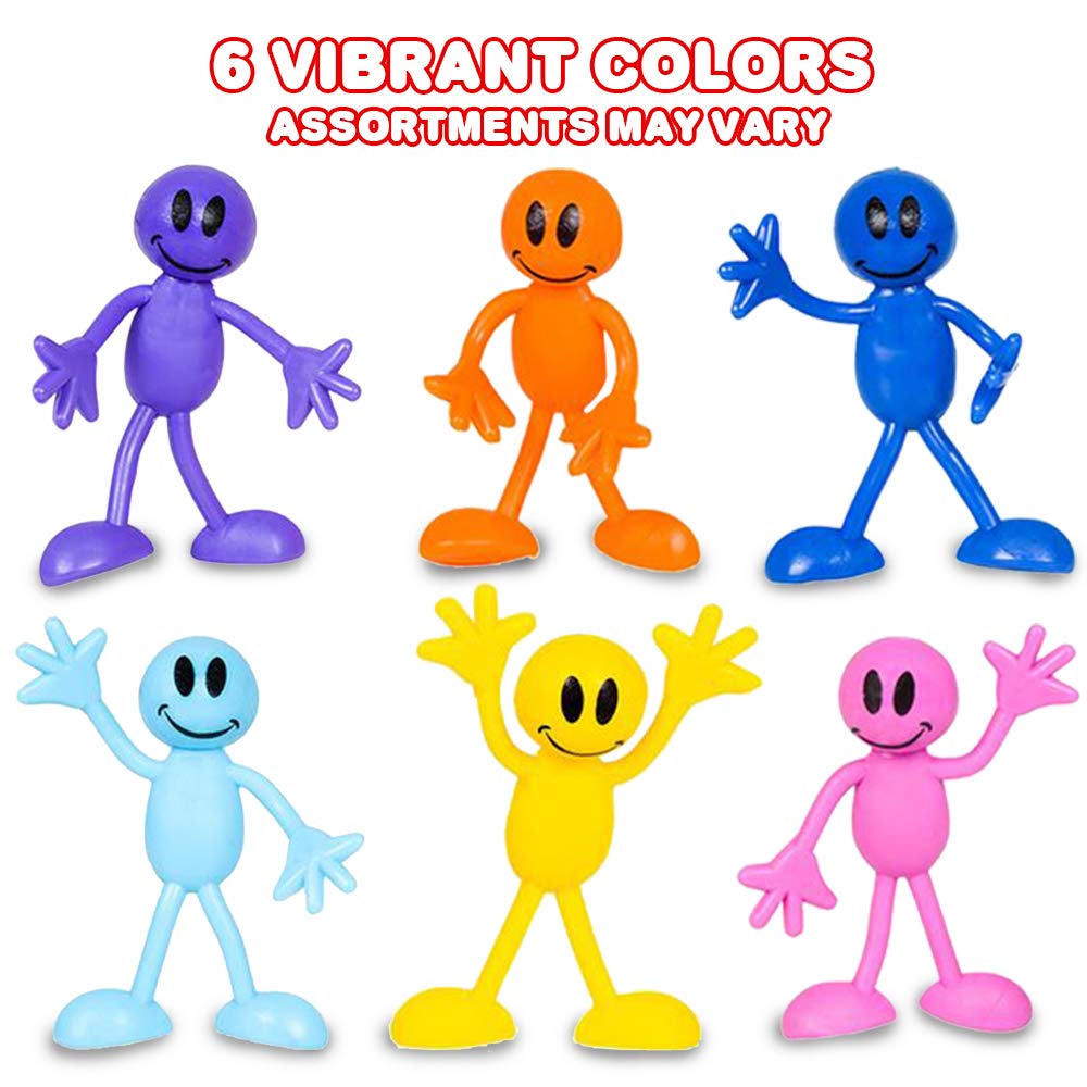 Artcreativity Bendable Smile Figures, Set Of 12 Smile Face Flexible Men, Birthday Party Favors For Boys And Girls, Stress Relief Fidget Toys For Kids And Adults, Easter Basket Stuffers, Piñata Fillers