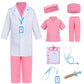 Aoiviss Doctor Costume for Kids Scrubs Pretend Play Kit with Doctor Lab Coat and Stethoscope Halloween Doctor Dress up for Boys Girls  Pink