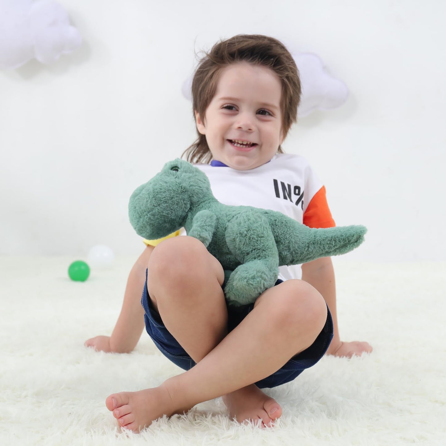 Apricot Lamb Toys Plush Dinosaur Stuffed Animal Soft Cuddly Perfect For Girls Boys (Green Dinosaur, 10 Inches)