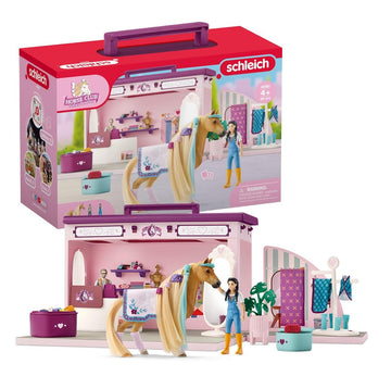 Schleich Horse Club Sofia'S Beauties Horse Pop-Up Boutique With Hair Brushing Accessories And Figurines - 25-Piece Brushable Hair Pop-Up Horse Salon Boutique For Grooming Horses, Gift For Kids Ages 4+