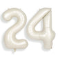 Suwen 40 Inch Large Cream White 24 Number Balloons Big Foil Helium Number Balloons 0-9 Jumbo Happy 24Th Mylar Birthday Party Dec