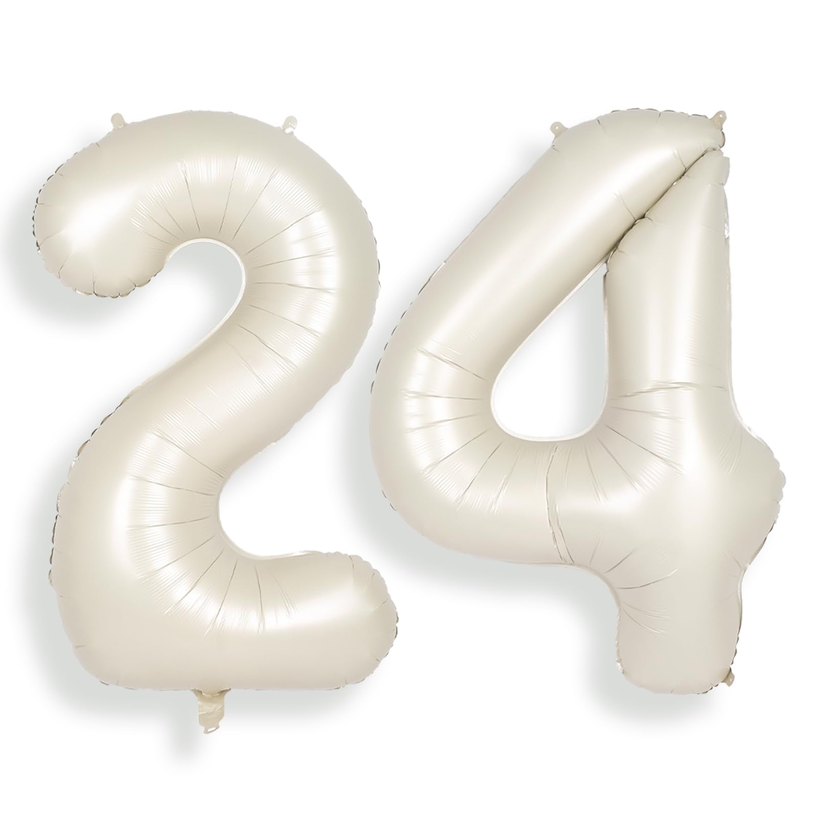 Suwen 40 Inch Large Cream White 24 Number Balloons Big Foil Helium Number Balloons 0-9 Jumbo Happy 24Th Mylar Birthday Party Dec